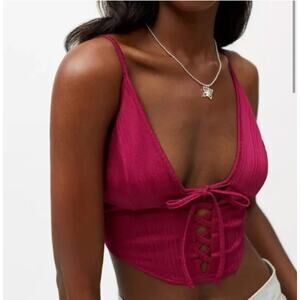 2/$30 Urban Outfitters UO Rina Triangle Cami Corset Top Burgundy Red Size XS